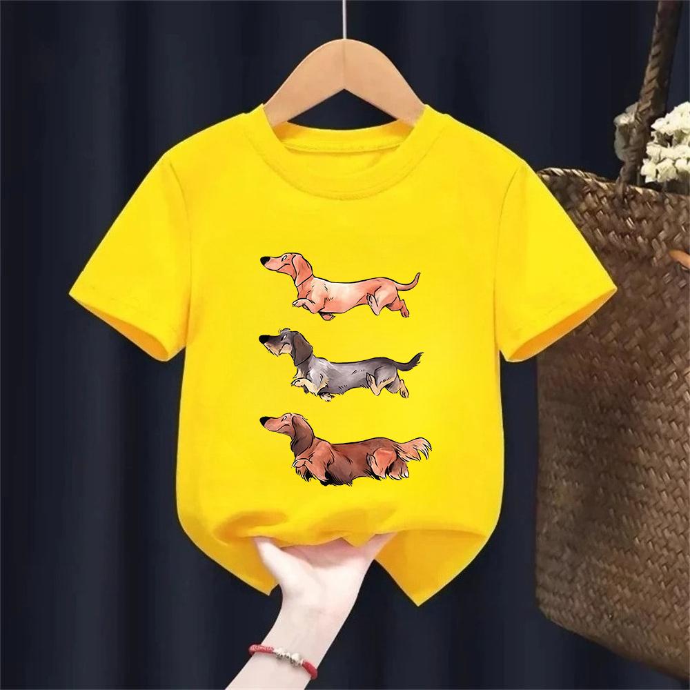 Dachshund Teckel Cute Dog Kids Tshirt Cute Printing Shirt Fashion TShirt for Casual Tops Short Sleeve