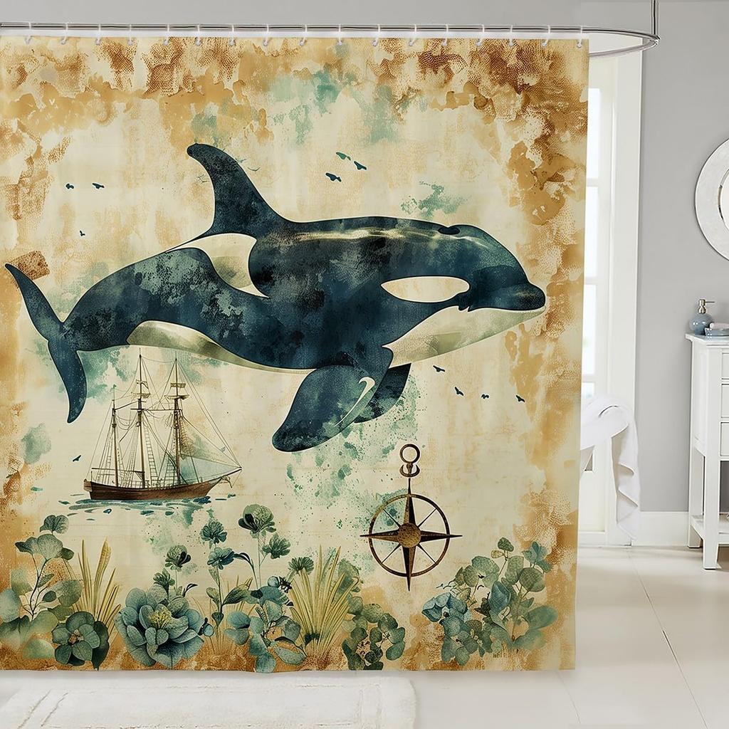 Boys Girls Pig Bath Curtain Cartoon Pigs Shower Curtain Kids Cute Farm Animal Bathroom Shower Curtain Set Butterfly Sunflower