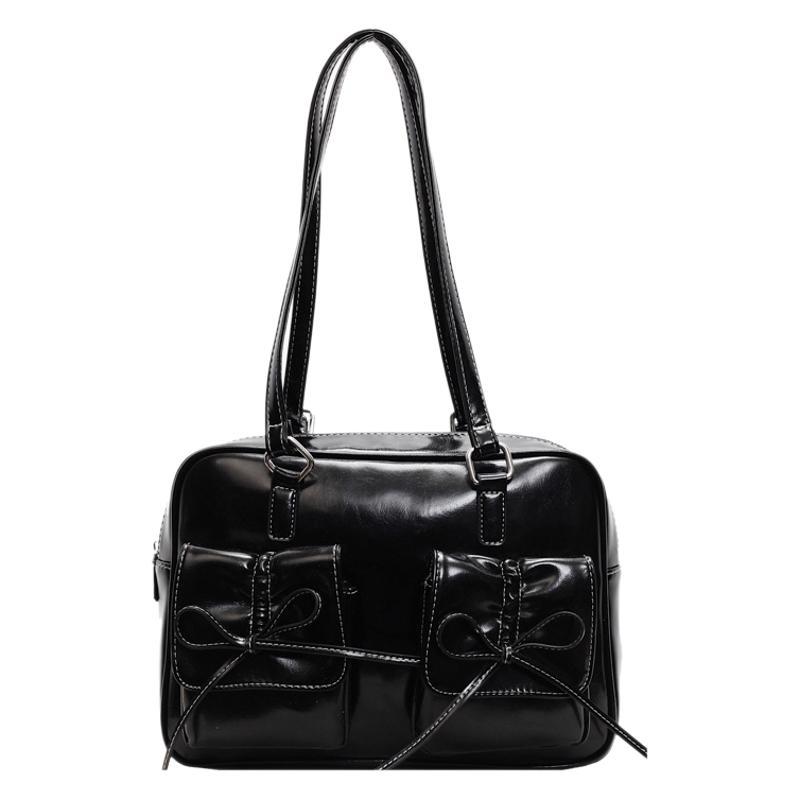 Europäische und amerikanische Retro-Tragetasche mit großer Kapazität und Schleife, Damen Herbst und Winter, neuer vielseitiger Rucksack, Schultertasche, Boston Bag