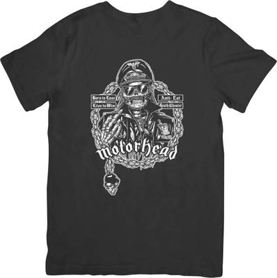 Motorhead Music Unisex Passform für Männer & Frauen Qualitäts-Baumwoll-T-Shirt Schwarz