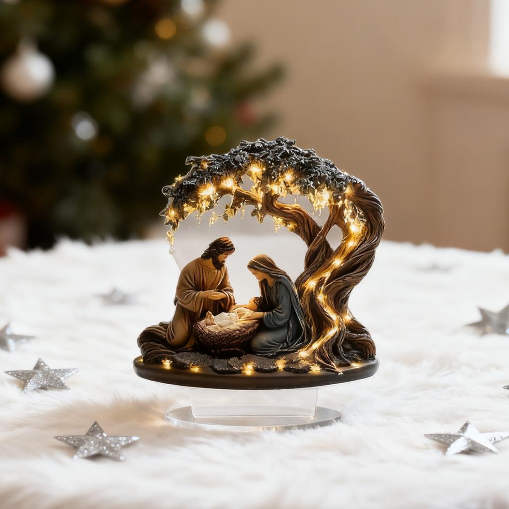 Nyfödd Julscen Skrivbordsprydnad, 2D Akryl Julkrubba, Smal Skrivbordsjulprydnad, Julskrivbordsprydnad