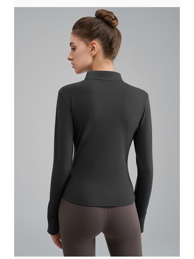 Damen Schlankmachende Fleece-Yoga-Jacke - Stehkragen, Verdickt für Herbst/Winter