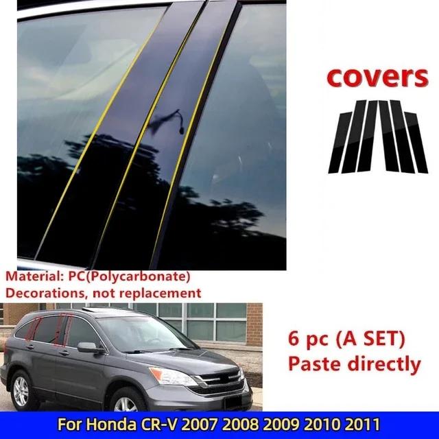 Car Window Door Column B Pillars Post Cover Trim For Honda Accord Civic CRV Jazz HRV Black Carbon Fiber Mirror Effect PC Sticker
