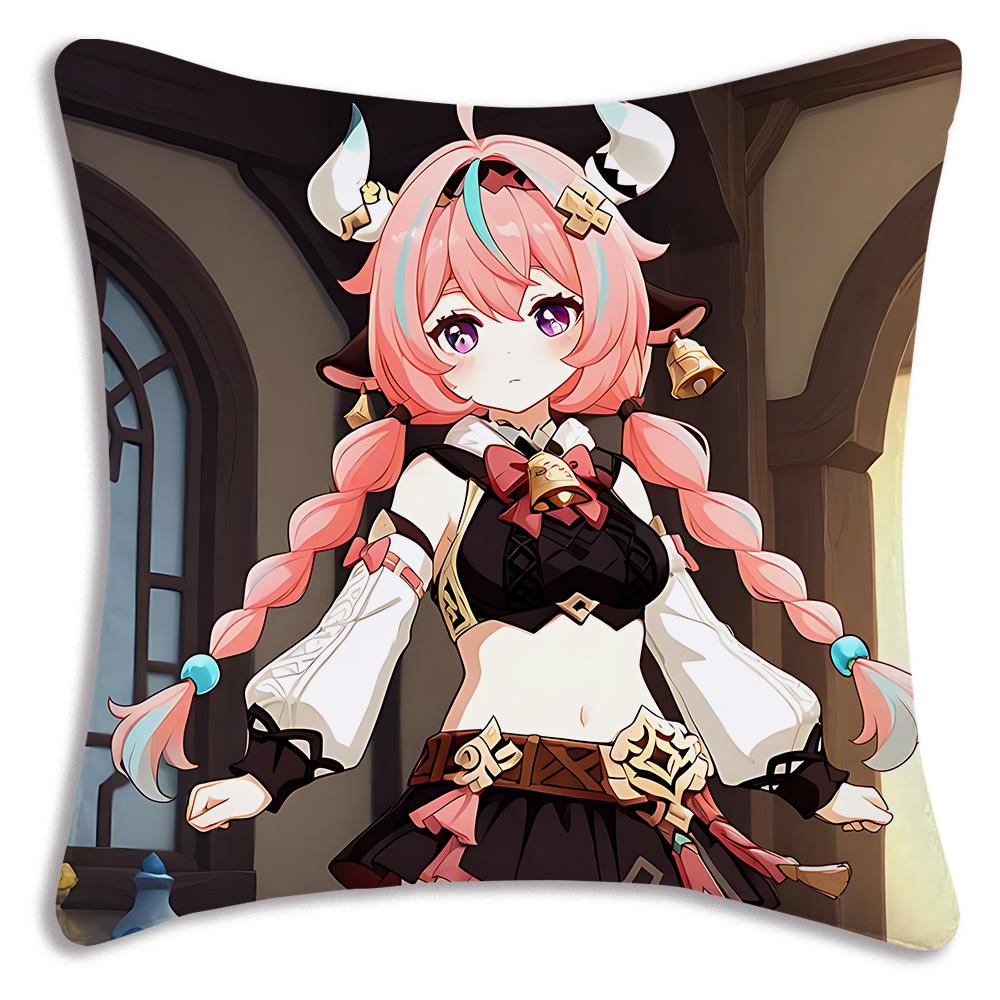 Hot Anime Genshin For V-Varesa Pillow Covers Cartoon Sofa Decorative Home Double-sided Printing Short Plush Cute Cushion Cover