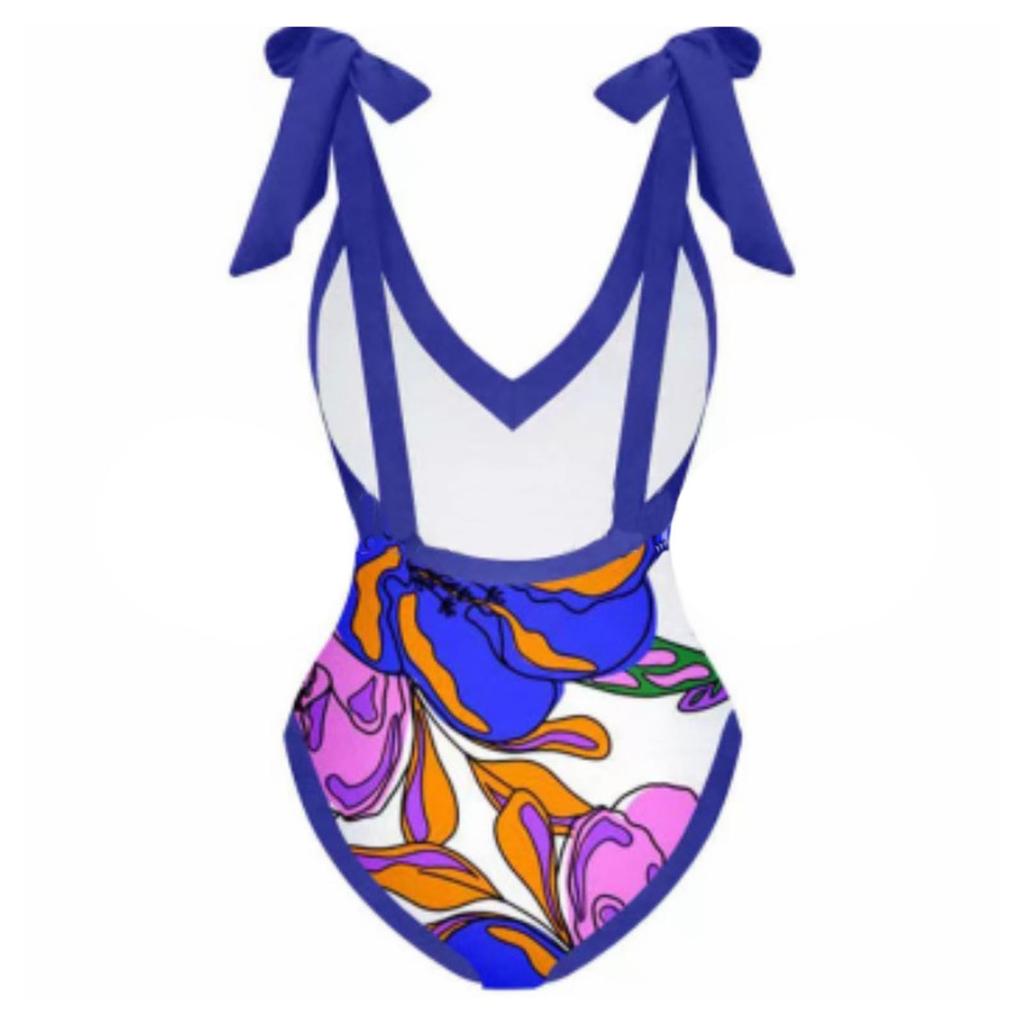 Women's Fashion Sexy Printed V Neck Bandage Strap Backless Beachwear Skirt Monokini Bikini Swimsuit 2 Piece Swimsuit