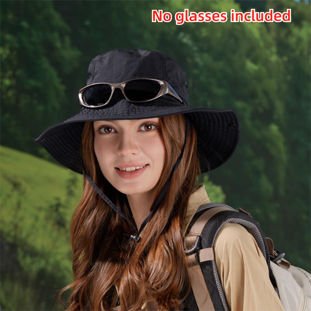 Casual Anti-UV Fisherman Hat Large Brim Waterproof Sunscreen Hats With Glasses Leg Support Bucket Hat Women Men