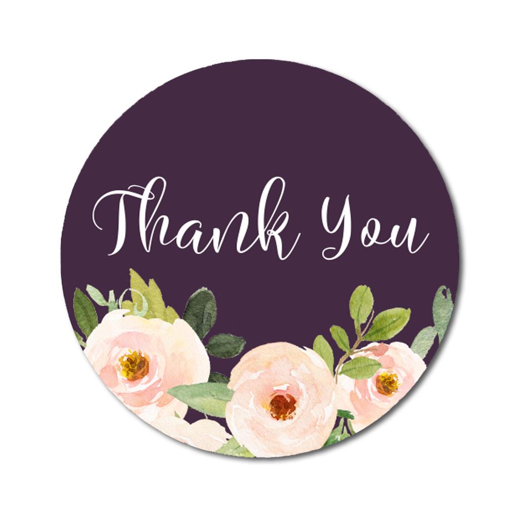 Darling Souvenir Personalized Floral Border Elegant 1.6 Inches Round Thank You Stickers DIY-45