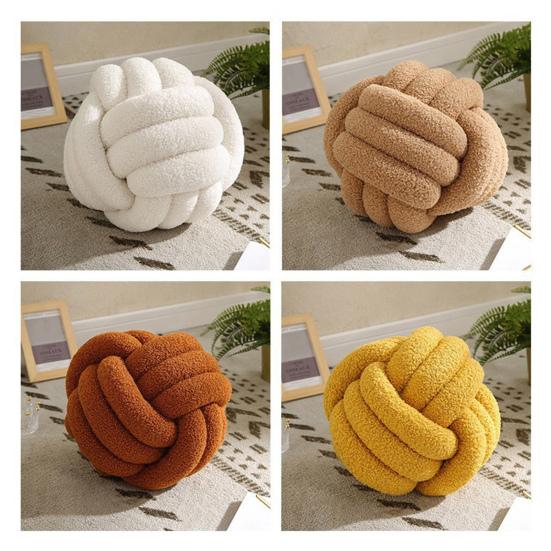 Pillow Manual Braided Knot Round Ball Shape Sherpa Elastic Sleeping Companion Sofa Couch Decoration Throw Pillow Photography Cushion
