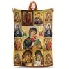 Heavenly Mother Flannel Throw Blanket Soft Virgin Mary Design All Season Cozy Comfort for Faith Inspired Gift