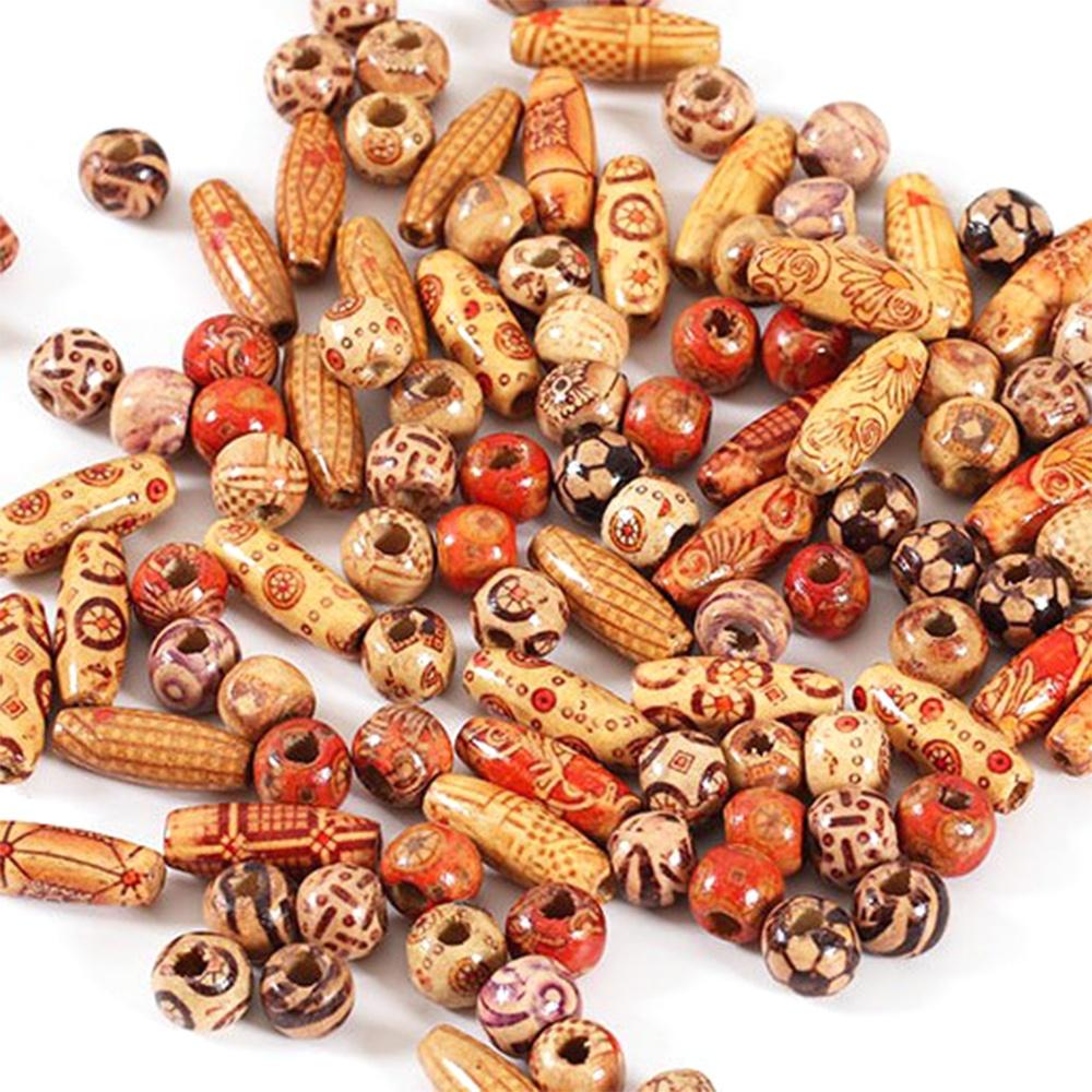 Dažyti mediniai karoliukai, atsitiktinai sumaišyti, didelės skylės karoliukai 10/12/17mm, ekologiški, pasidaryk pats mediniai apvalūs birūs karoliukai papuošalų gamybai, rankų darbo aksesuarai