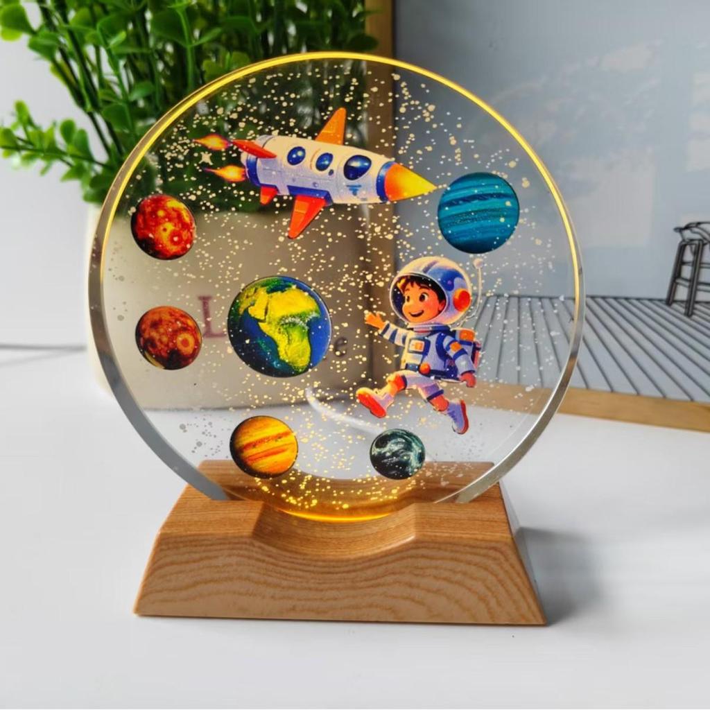 3D Laser-Engraved Galaxy Crystal Ball Night Light Ornament