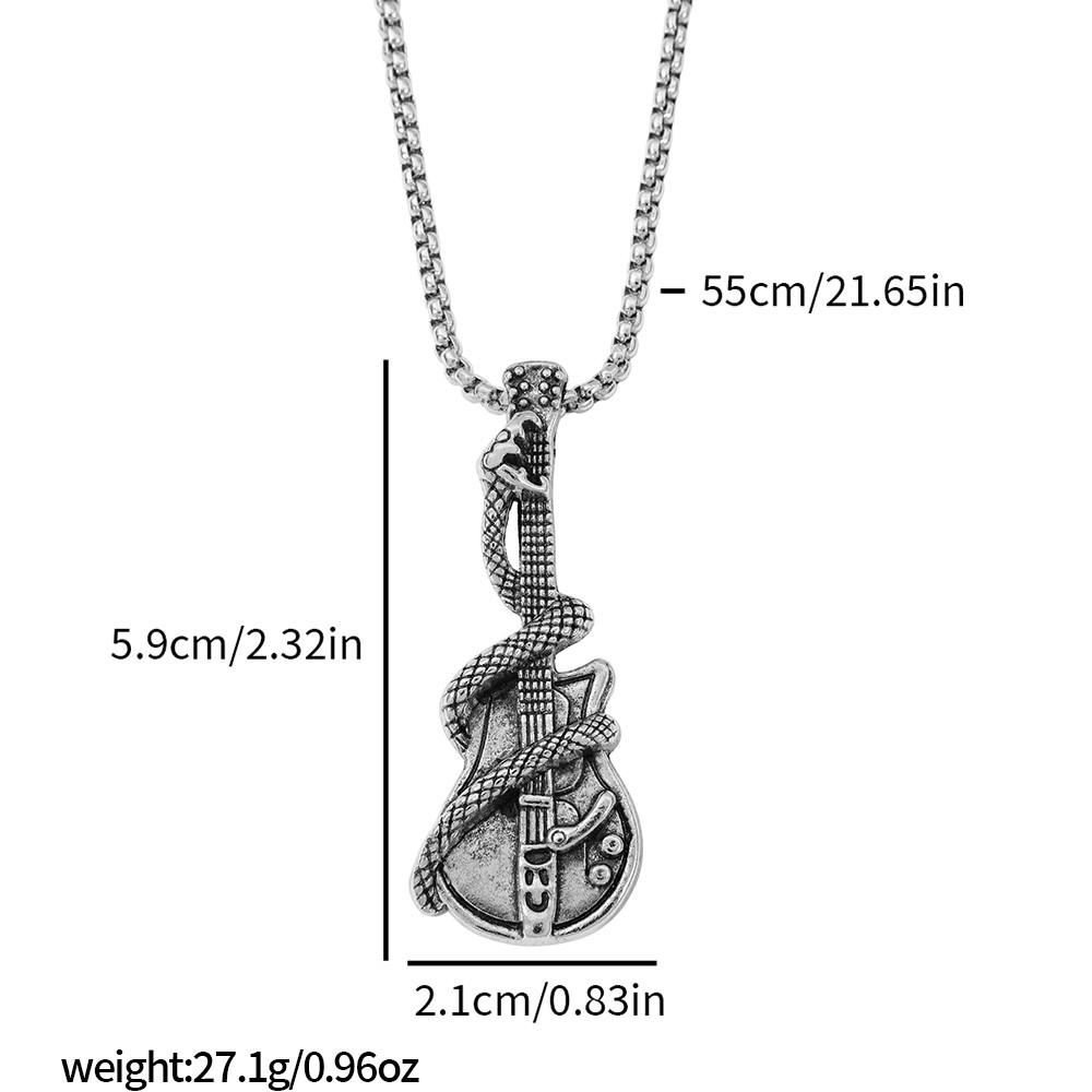 

Vintage Gothic Guitar Snake Pendant Necklace Men’s Personalized Fashion Jewelry XL1498