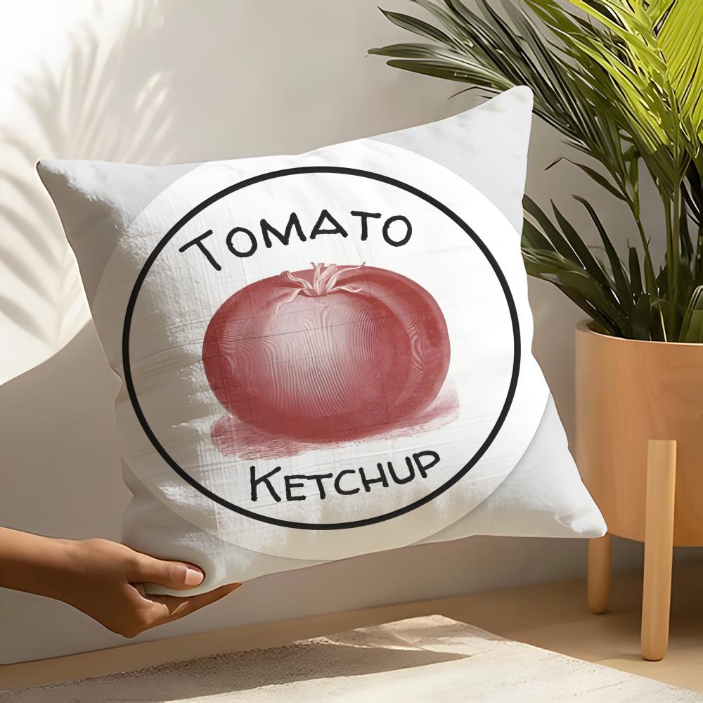 Art Funny Ketchup Label Pillow Case Linen Cushion Covers For Decorative Sofa Home Pillows Case Car Chair Pillows Cases