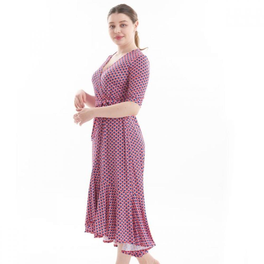 Lipbbam Creora Vivianne 3 4 Sleeve Frill Wrap Dress Ldm42ah01