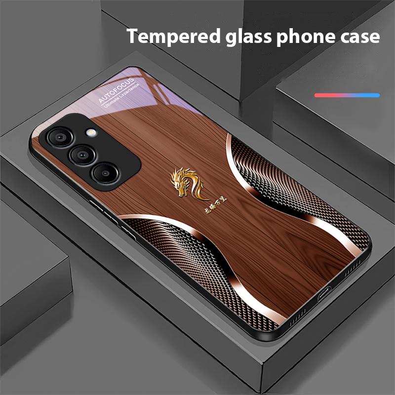 Hölzerner Drache Schwarz Für Samsung Galaxy A15 5G 54 4G 51 50 24 35 90 71 12 51 53 52S 80 22 34 Schwarze Hartglas Handyhülle
