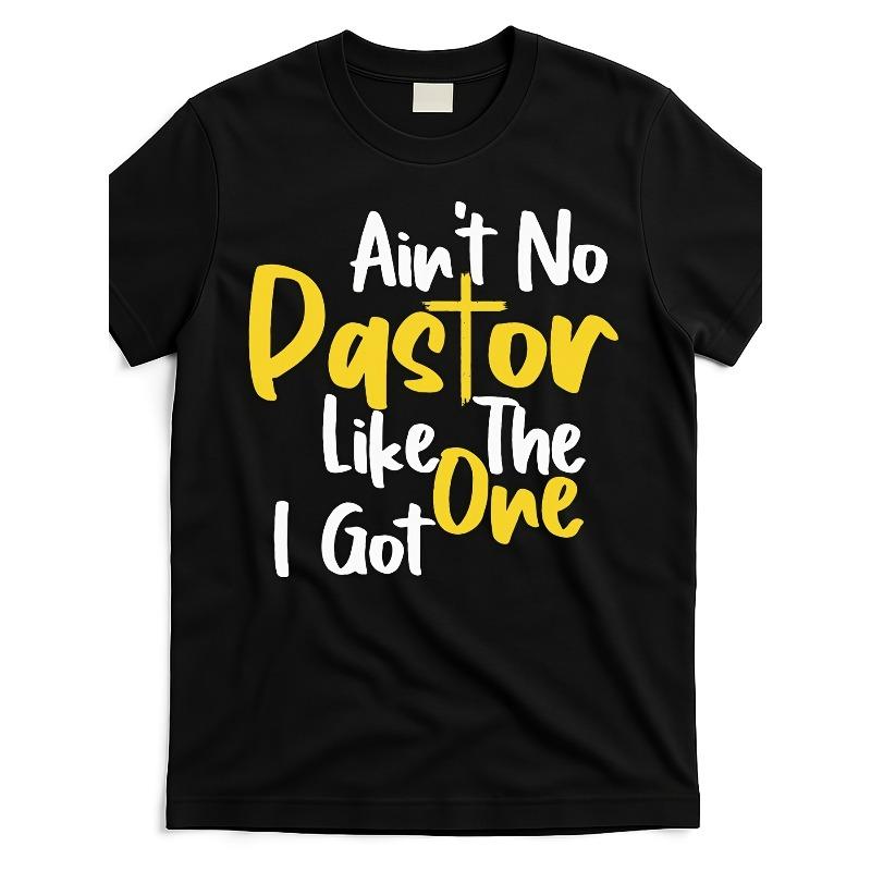 

European sizes Aint No Pastor Like The One I Got [Cool Design] Street Trending Style Women S Tee Round Neck Shorts Same Gender Design 4XL чорний