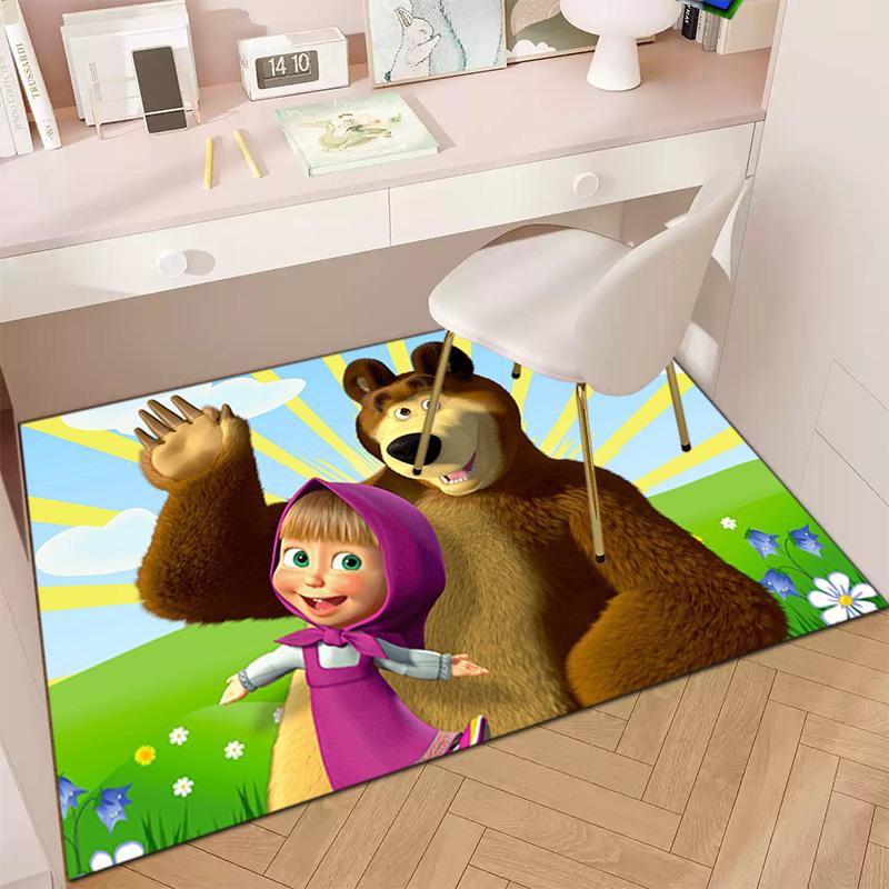 Russian animation Masha and the Bear Fairy Tale Cartoon Carpet Soft Home Living Room Bedroom Door Mat Outdoor Picnic Ground Mat rug T6