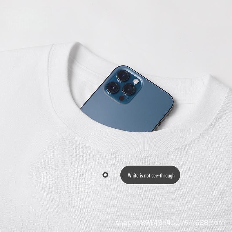 600G Heavyweight Men's Loose Fit Pure Cotton Long Sleeve T-Shirt - Small Neckline, High Gram Weight, Autumn/Winter.