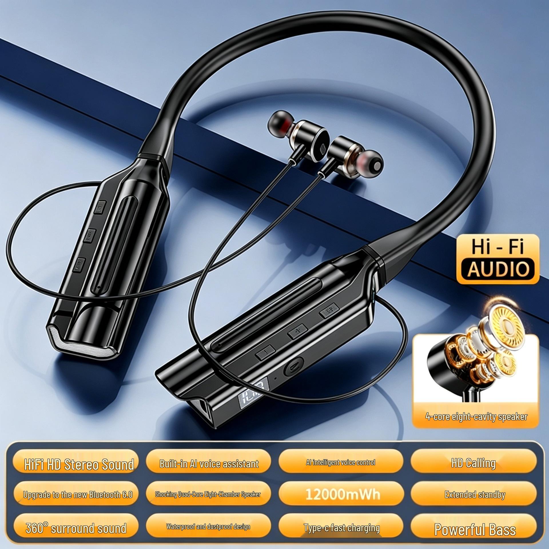 

Supreme Edition Neckband Wireless Bluetooth Earphones with Xiaodu APP Voice Control and Power Display, Ideal for Sports and Running Includes Ear Caps + Data Cable