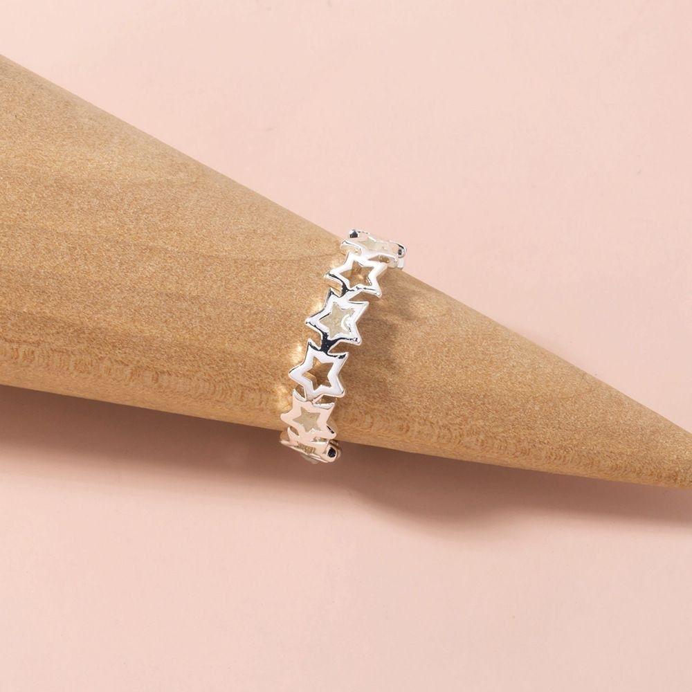Glow in Dark Luminous Star Ring Open Hollow Out Star Ring Fashion Light Adjustable Ring  Gift