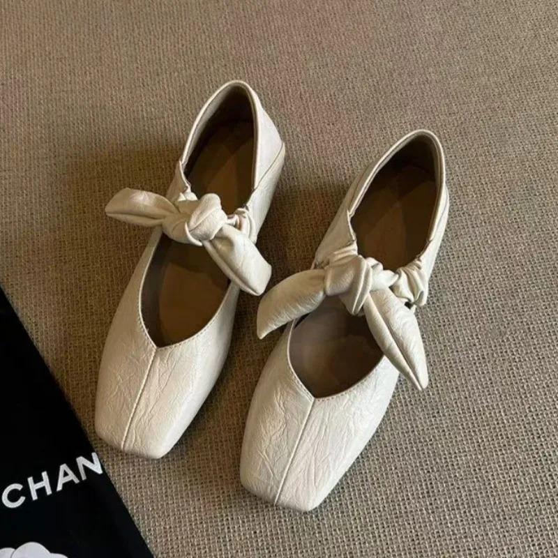 Fashion Mary Janes Ballet High Heels Shoes Women Square Toe Sandals 2025 Trend Loafers Summer Elegant Shallow Dress Zapatos De Mujer