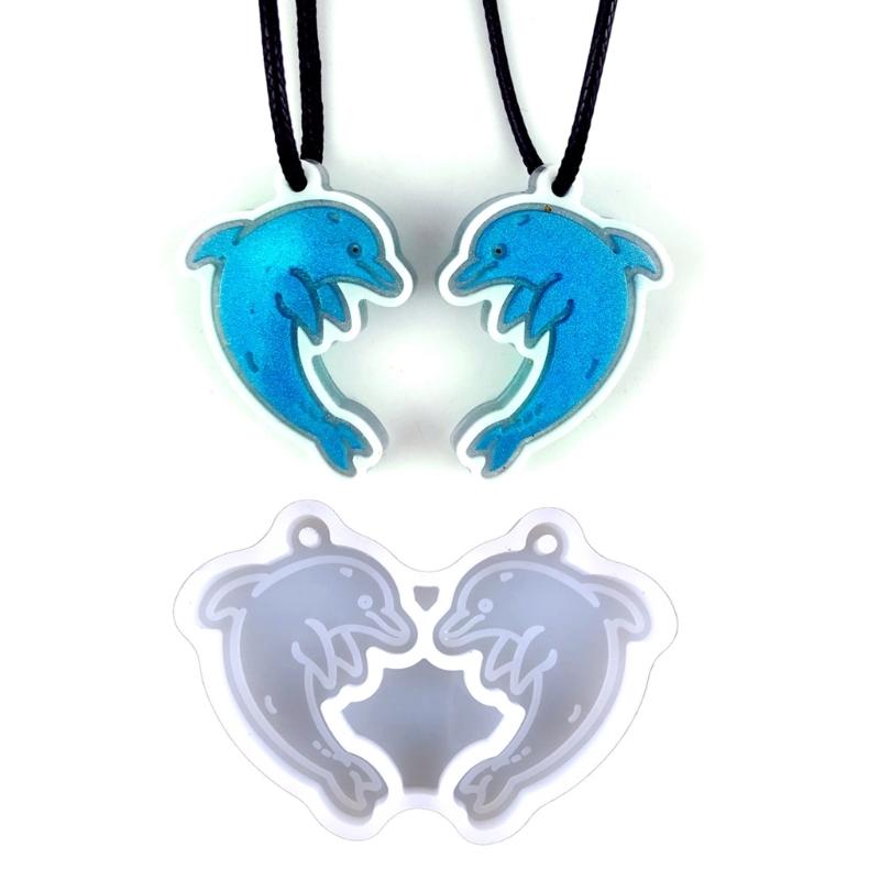 Keychain Silicone Mold Keychain Charms Resin Mold Dolphin Epoxy Resin Casting Molds for DIY Crafts Car Home Decors