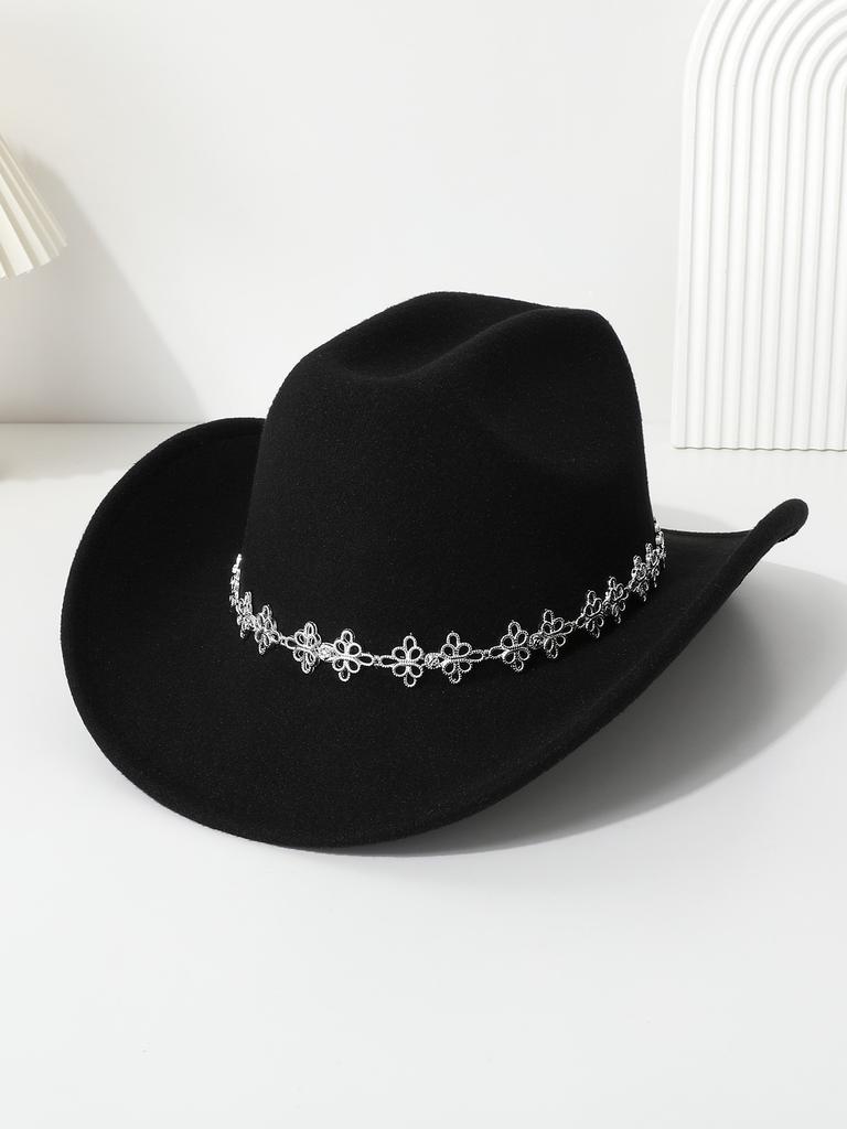 Western Cowboy Top Hat Tibetan Chinese Knot Casual Top Hat Festival Party Felt Hat