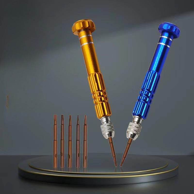 1Pc 5-in-1 Aluminum Alloy Screwdriver 5-in-1 Screw Batch Screwdriver, Mobile Phone Disassembly and Maintenance Tool Combination Set