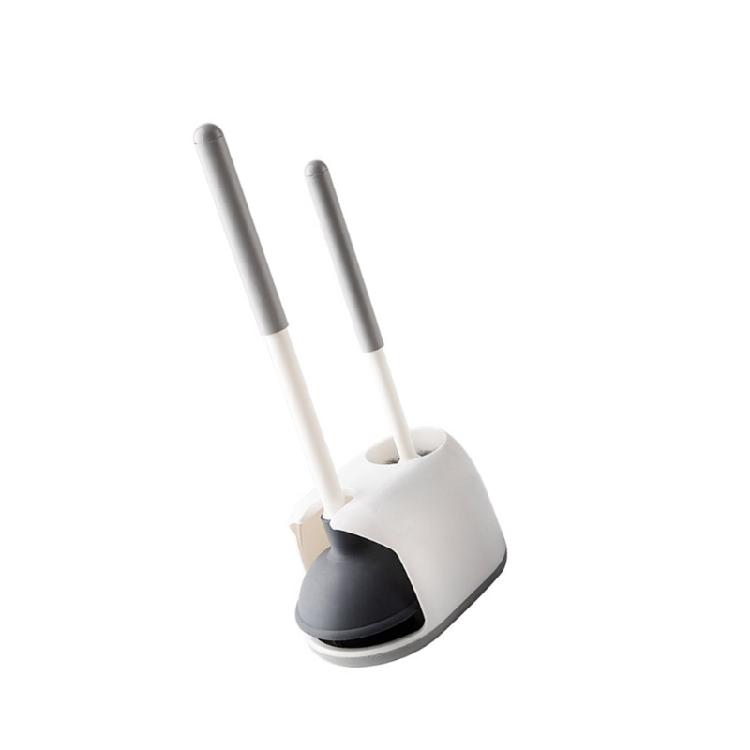 Ergonomic Silicone Toilet Cleaner High Pressure Plunger with Holder For Stubborn Clogs Space Saving Vertical Storage