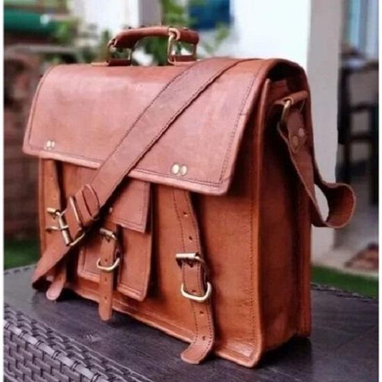 Laptop Bag Briefcase Vintage Fresh Leather Men's Messenger Shoulder