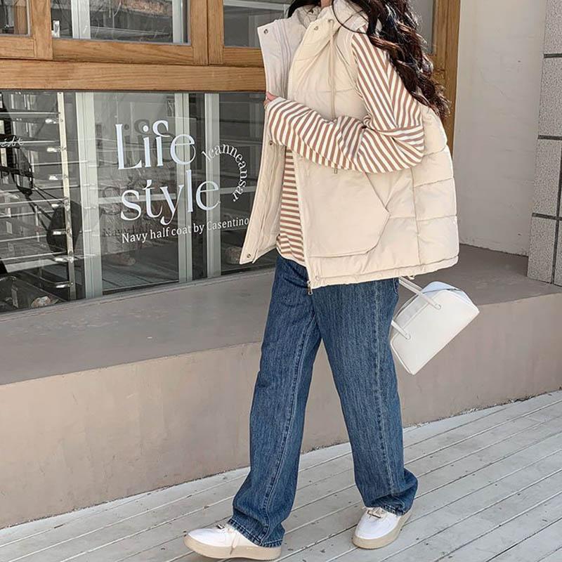 Plus Size Down Vest for Women Winter Thickened Windbreaker Sleeveless Coat Waterproof Tops Vest Jacket