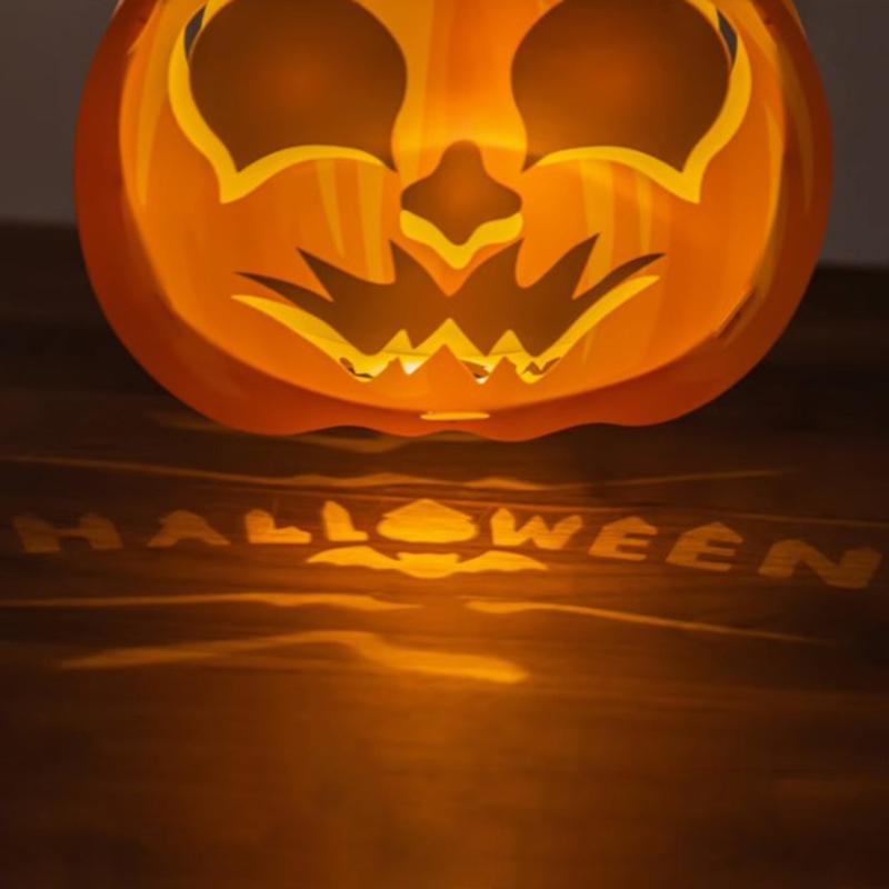 LED Halloween Pumpkin Lantern Decoration Children Diy Material Kit Hanging Paper Honeycomb Glowing Lantern Festival Decor
