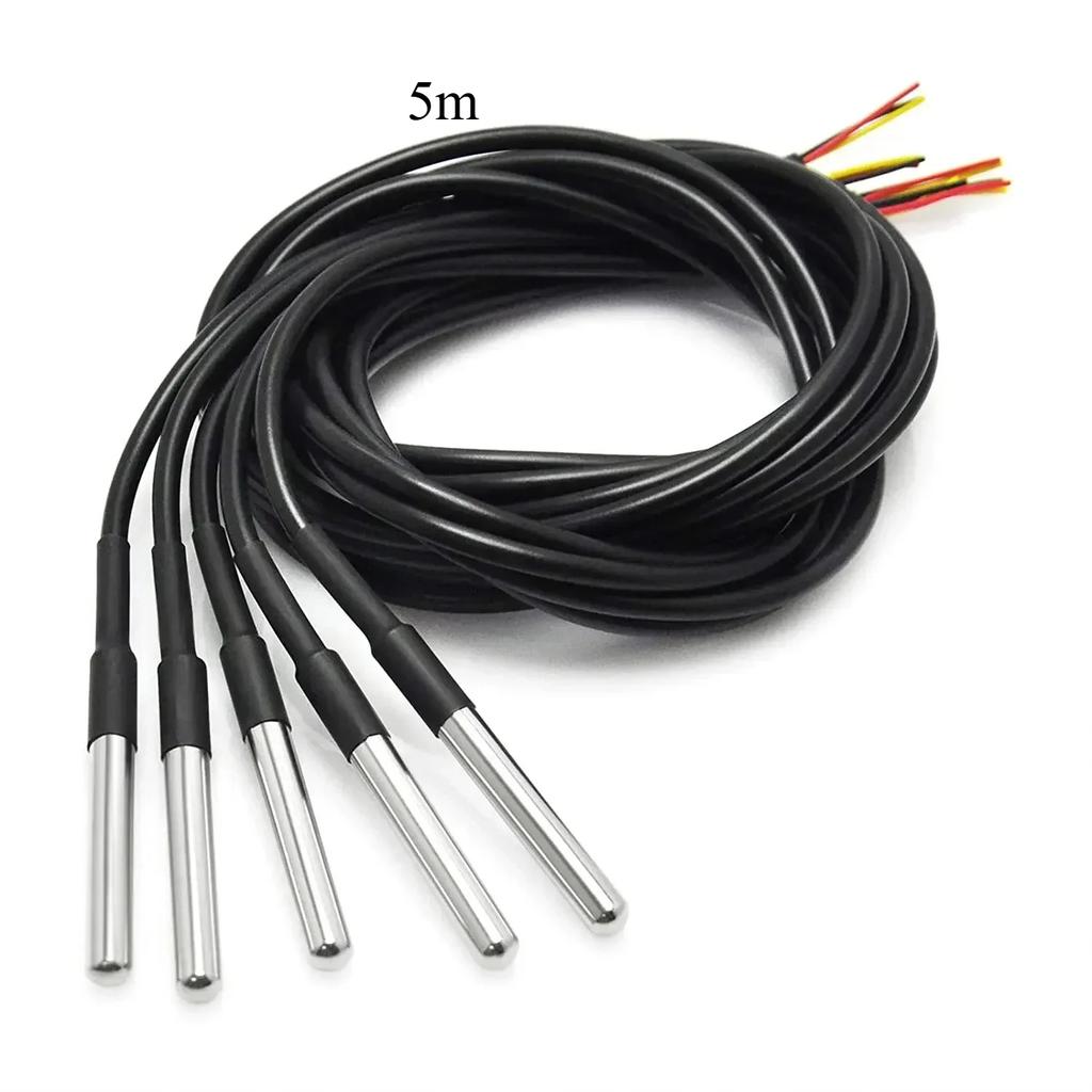 1PCS Waterproof DS18B20 thread temperature probe temperature sensor Stainless steel package 1m 2m 3m 5m 10m 18B20 wire arduino