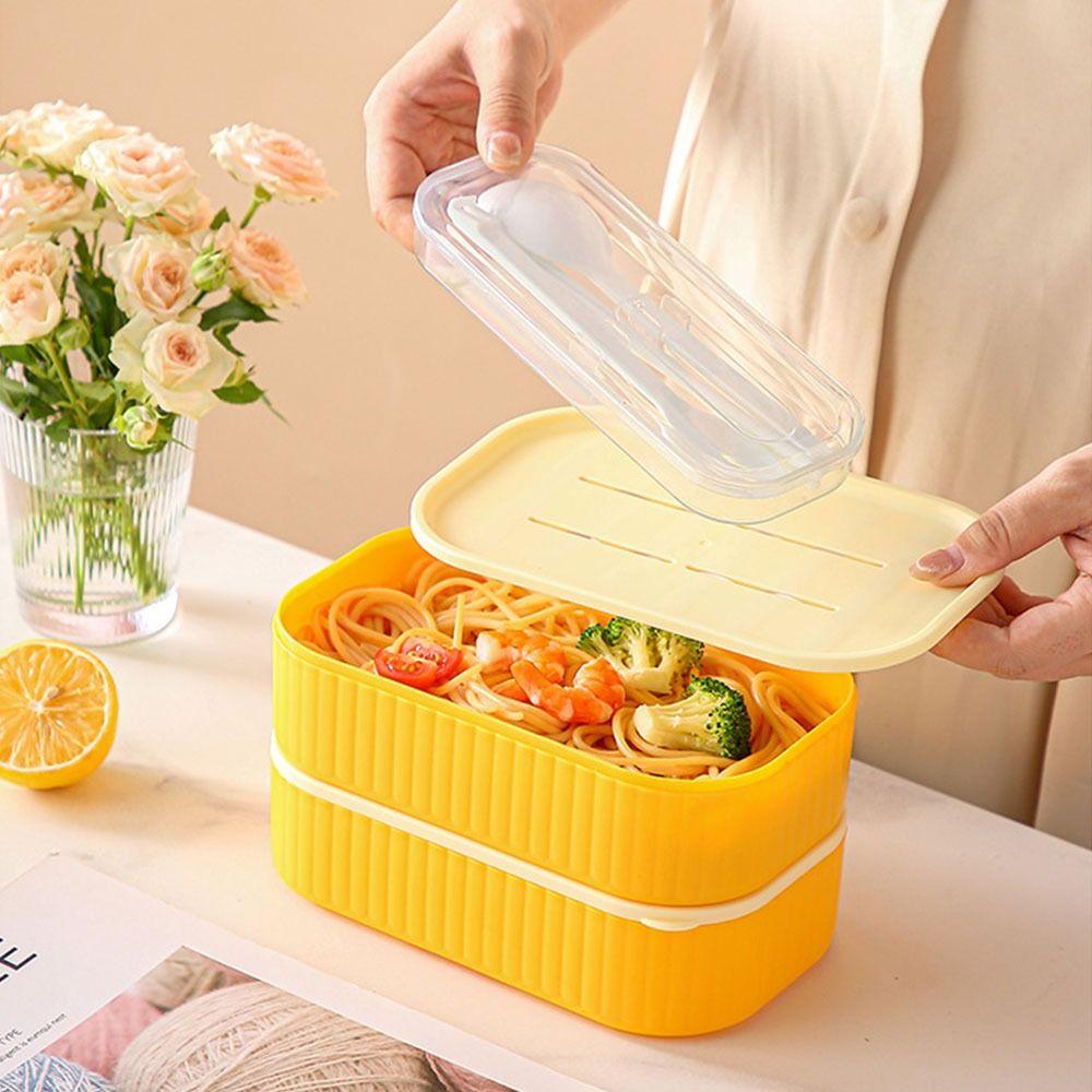 

Large Capacity Japanese Lunch Box Double-layer Without Opening The Lid Food Storage Boxs Convenient To Carry Freshness single layer жёлтый