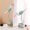 Yousheng 2 Pcs Wooden Seagull Figurine Coastal Lifelike Seabird Sculpture Nautical Animal Tabletop Ornament for Bedroom Living Room Home Office Desk