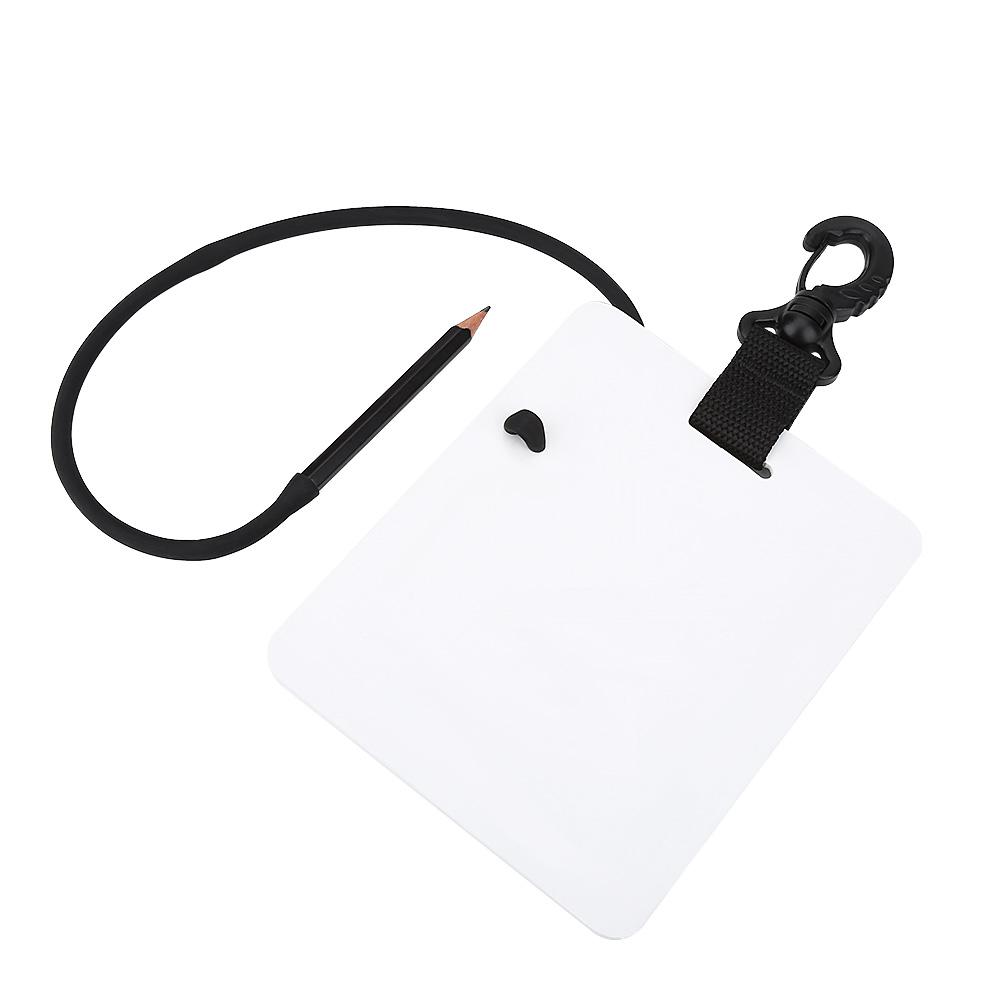 Underwater Writing Slate Board with Swivel Clip and Pencil for Water Sports Diving Swimming