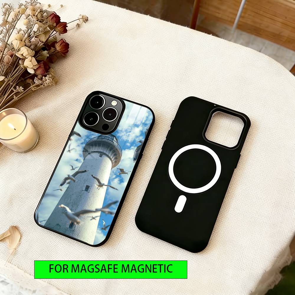 Abstract Lighthouse  Phone Case For iPhone17,16,15,14,13,12,11 Plus,Pro Magnetic with Magsafe Wireless Charging