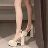  Wedding Shoes Small Super High Heels Brock Shoes Thick Heel Waterproof Table 12cm Mary Jane Korean