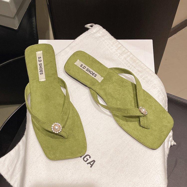 Flat-bottomed Small Fragrant Wind Slippers Women's Shoes Summer Wear 2025 New Gentle Fairy Wind Toe Sandals Flip-flops