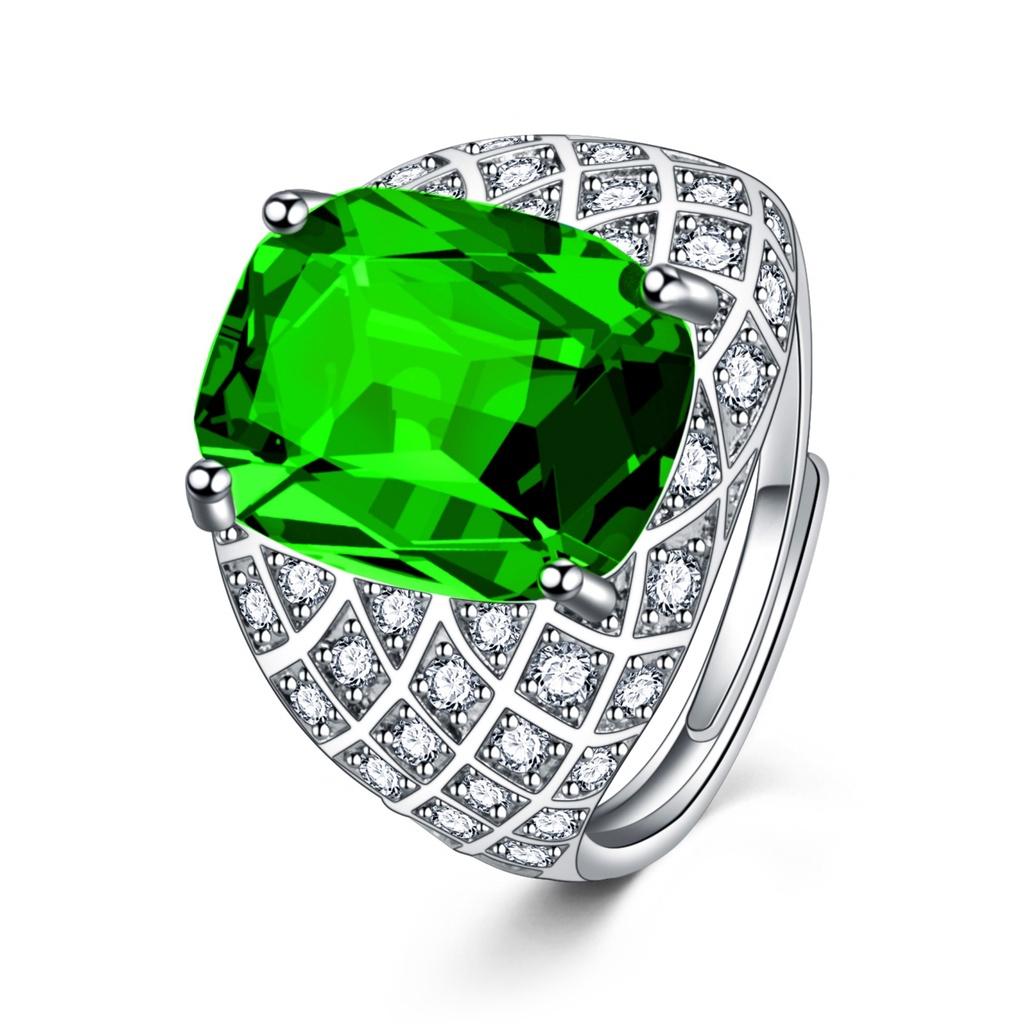 

Trendy Geometric Copper Ring With Emerald Yellow And Purple Gemstones StyleA