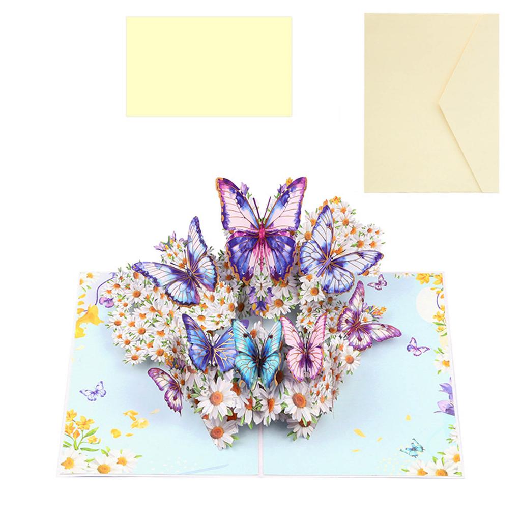 Greeting Card with Envelope Florals and Butterfly 3D Popup Blessing Card Birthday Card for Mother Girlfriend Daughter
