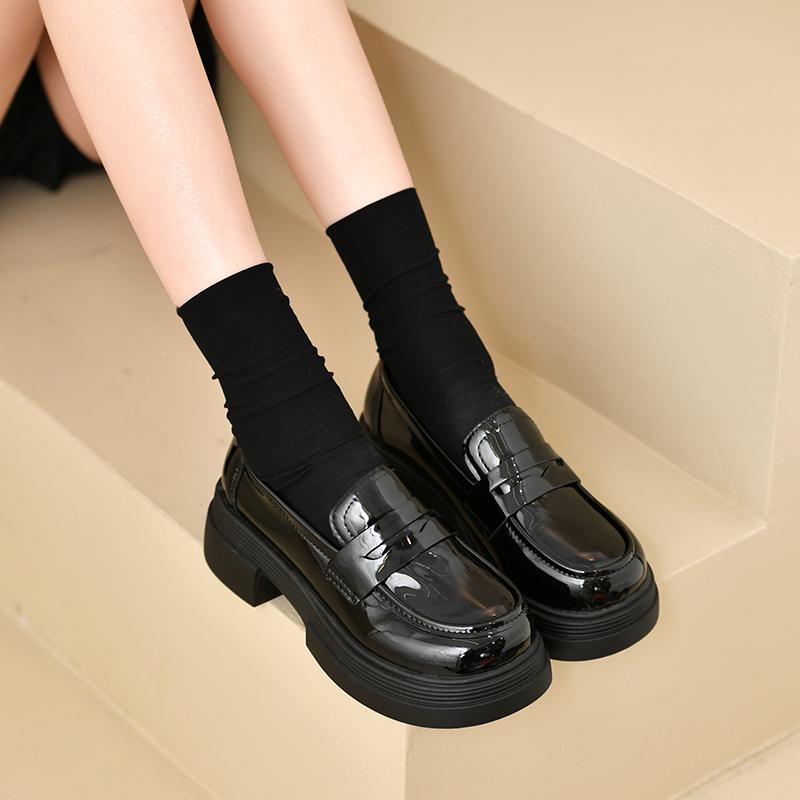 Dámské krátké kozačky v japonském stylu, jaro, podzim, dodání, styl, tlusté dno, zvyšující výšku, volnočasové boty, vintage, JK balerínky