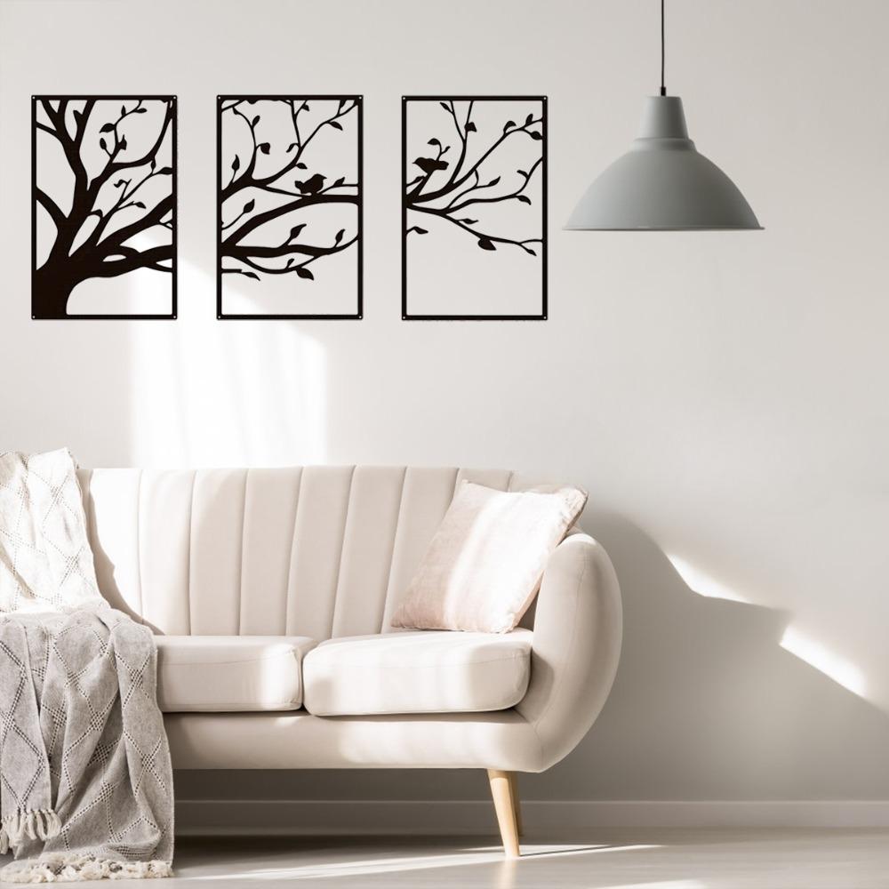 3pcs/set Tree Of Life Metal Wall Art - Branches Decor for Living Room & Office Wall Decoration