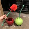 Sada WC štětky s podstavcem ve tvaru třešně, ergonomická protiskluzová rukojeť, jasná barva, čisticí kartáč do koupelny