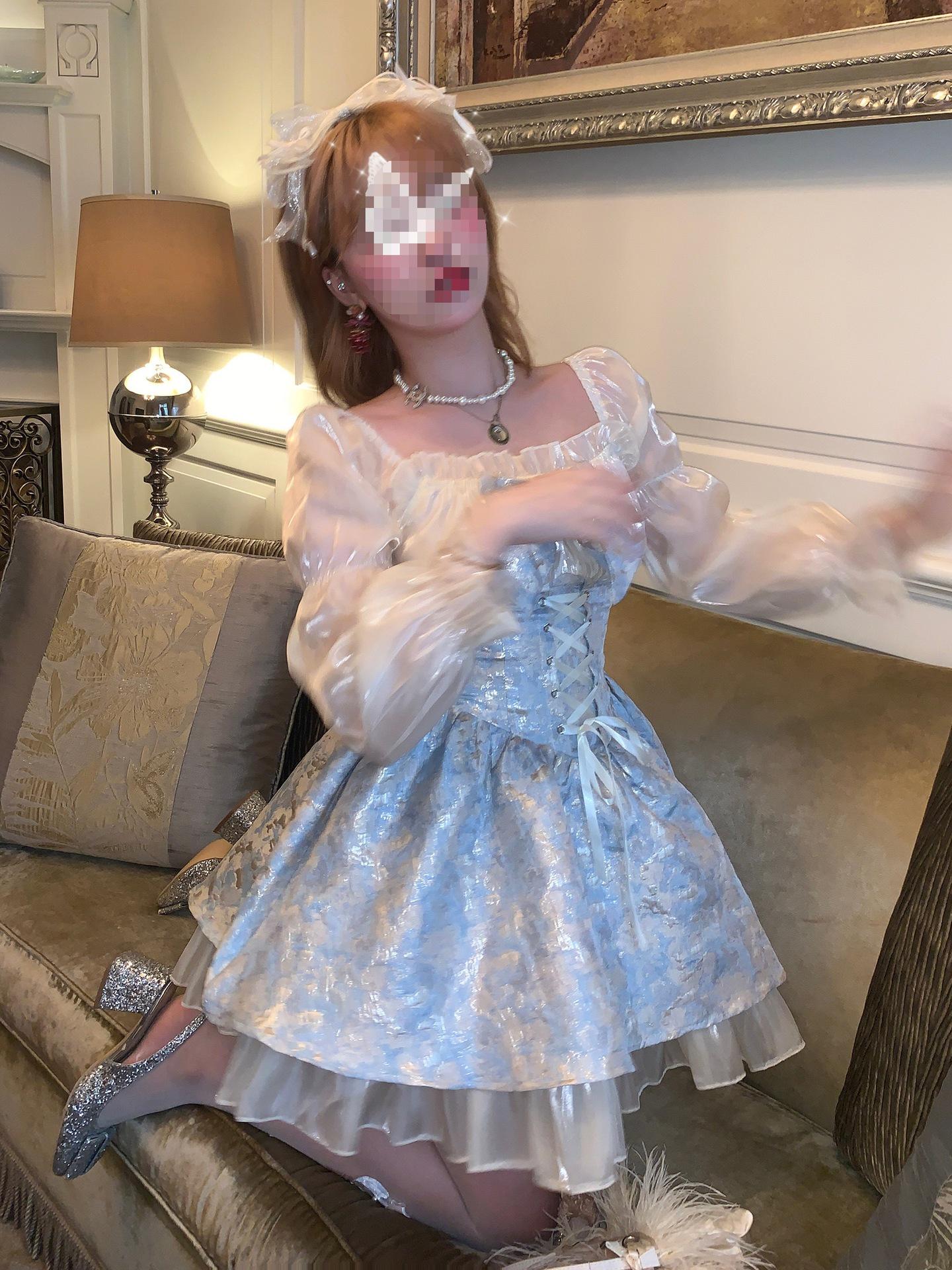 Forest Fairy Beach Blue Butterfly Princess Dress - French Sweet Young Girl Style Small