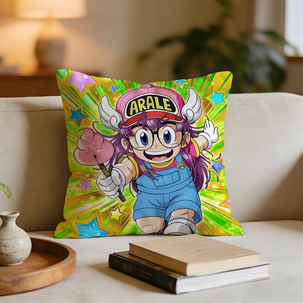 Cartoon Dr SSlump Arale Cushion Cover Short Plush Pillowcase for Bed Sofa Carwashable