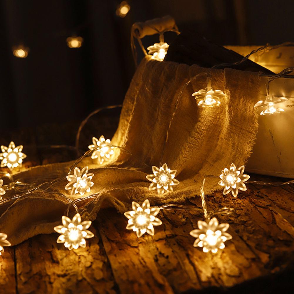 1.5m/3m Lotus Flower LED Light String Wedding Fairy Lights Garland for Christmas Holiday Party Garden Decoration Lights