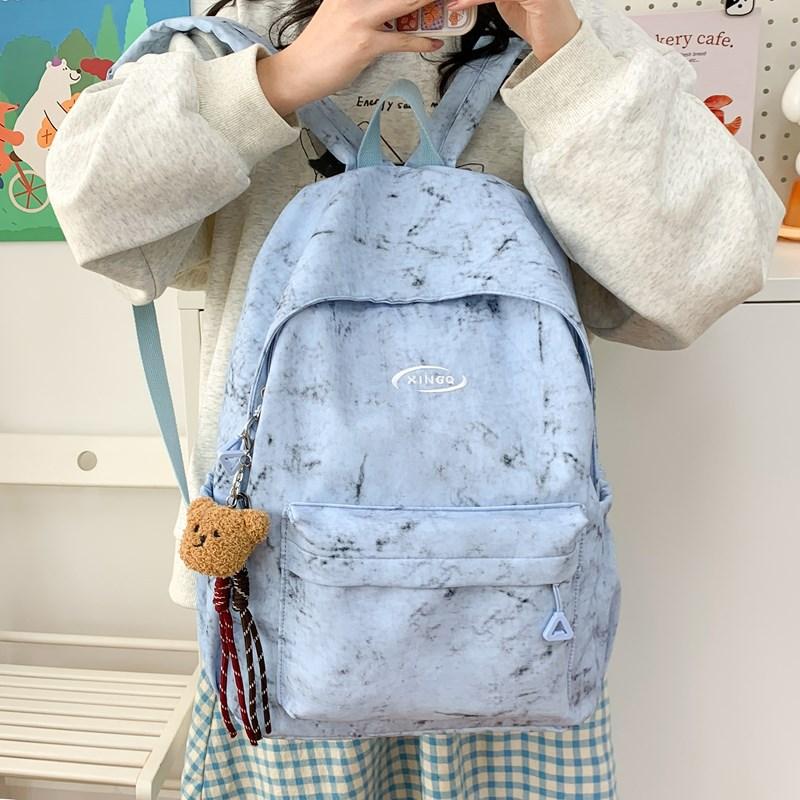 Schoolbag Tie-dye Niche Japanese Ins School Bag Simple Junior High School Large Capacity Backpack High School Backpack Student Lazy Wind