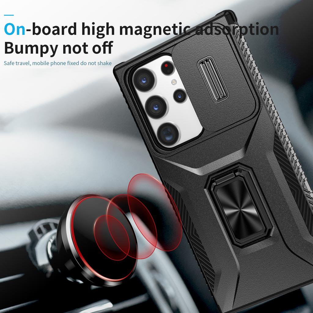 For Samsung Galaxy S23 Ultra Case Camshield Kickstand TPU+PC Anti-Slip Phone Cover