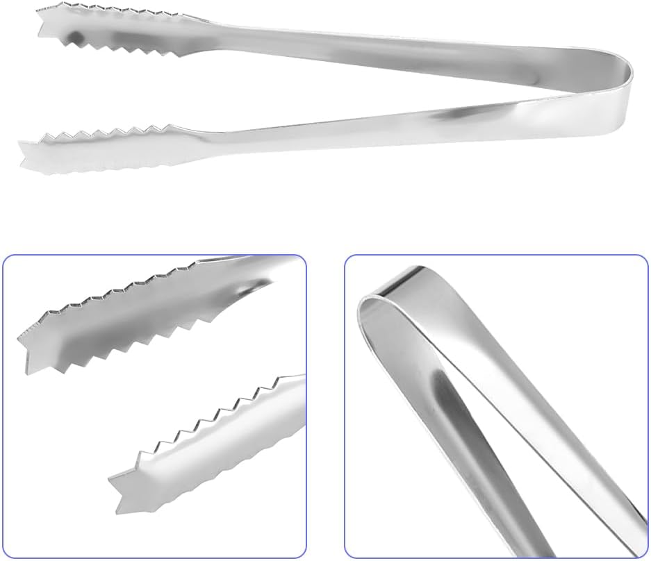 Stainless Ice Tongs Serrated Kitchen Tools Mini Barbecue Tongs with Teeth Suitable for Restaurants Food Tea Parties Bars Etc